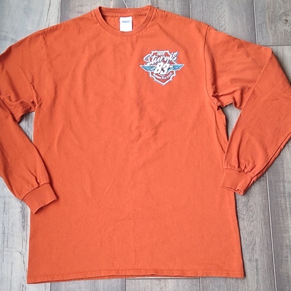 2023 Sturgis long sleeve orange t-shirt with graphics on front and back - Picture 2 of 10